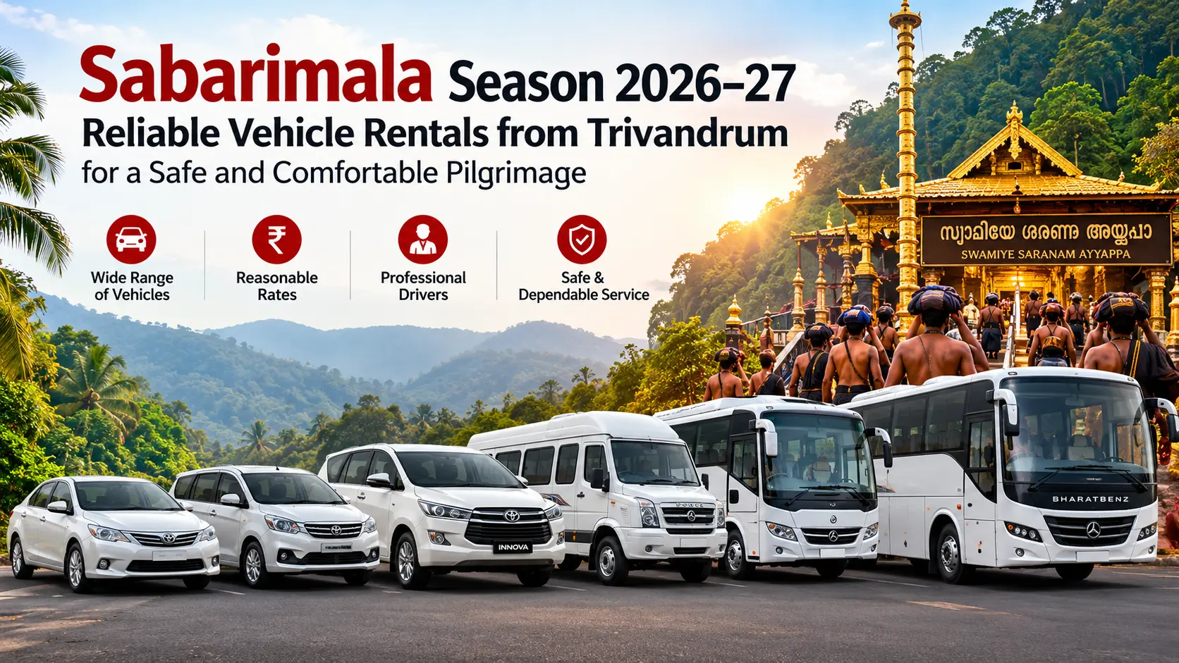 Sabarimala Season 2026–27: Reliable Vehicle Rentals from Trivandrum for a Safe and Comfortable Pilgrimage